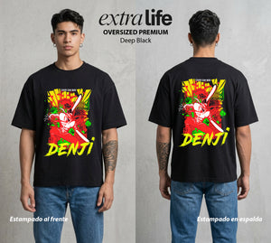El Contrato Infernal | El Diablo Humano #00409 - Playera Oversized Premium | Deep Black - Foto en modelo