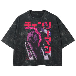 Playera streetwear premium de anime y gaming ExtraLife MX, corte boxy deluxe mineral wash heavyweight en color Acid Wash, moda urbana mexicana de culto.