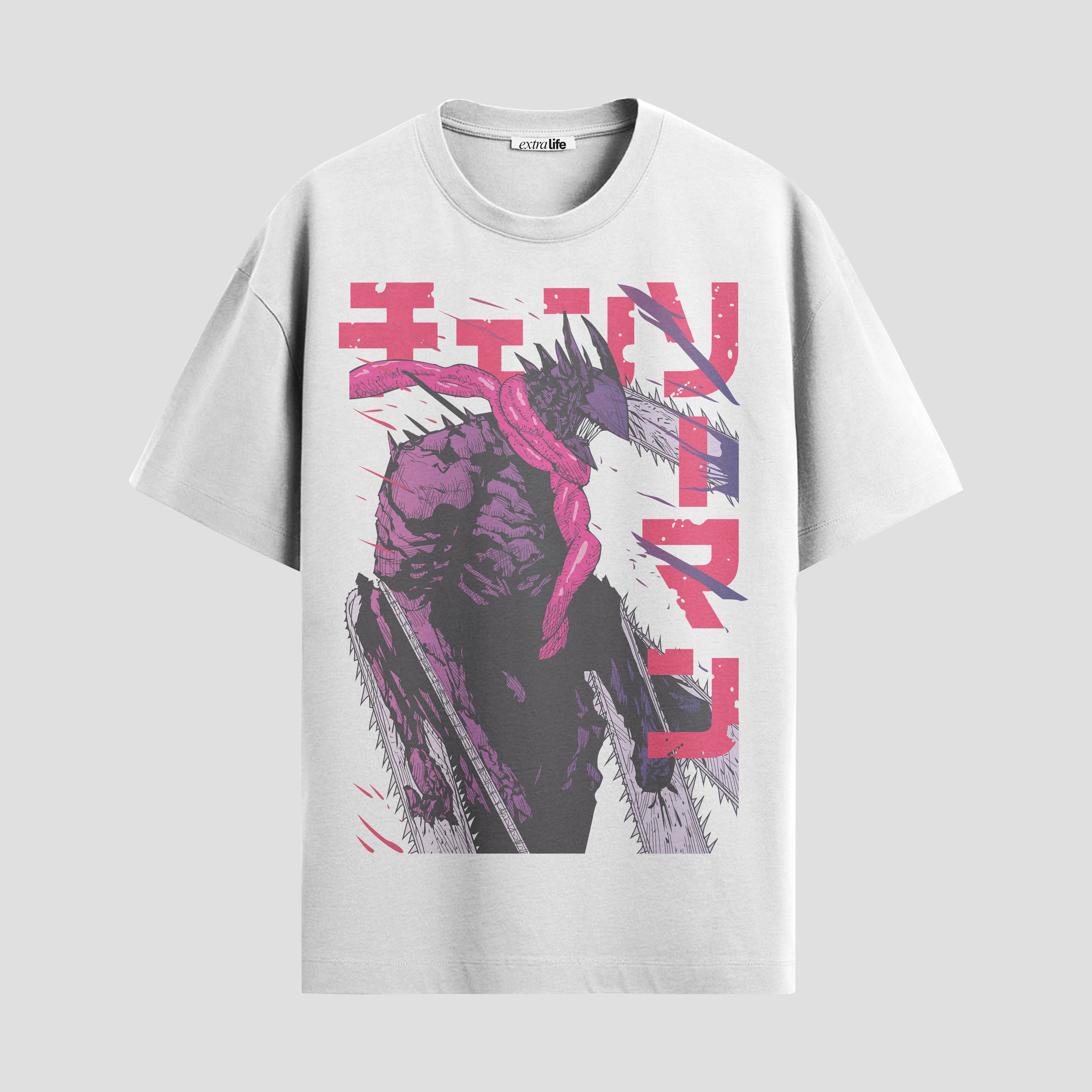 Playera urbana de anime y gaming ExtraLife MX, corte Standard Fit unisex ligero y transpirable en color Deep Black y Pure White, ropa de uso diario para gym y casual.