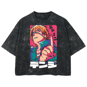 Playera streetwear premium de anime y gaming ExtraLife MX, corte boxy deluxe mineral wash heavyweight en color Acid Wash, moda urbana mexicana de culto.