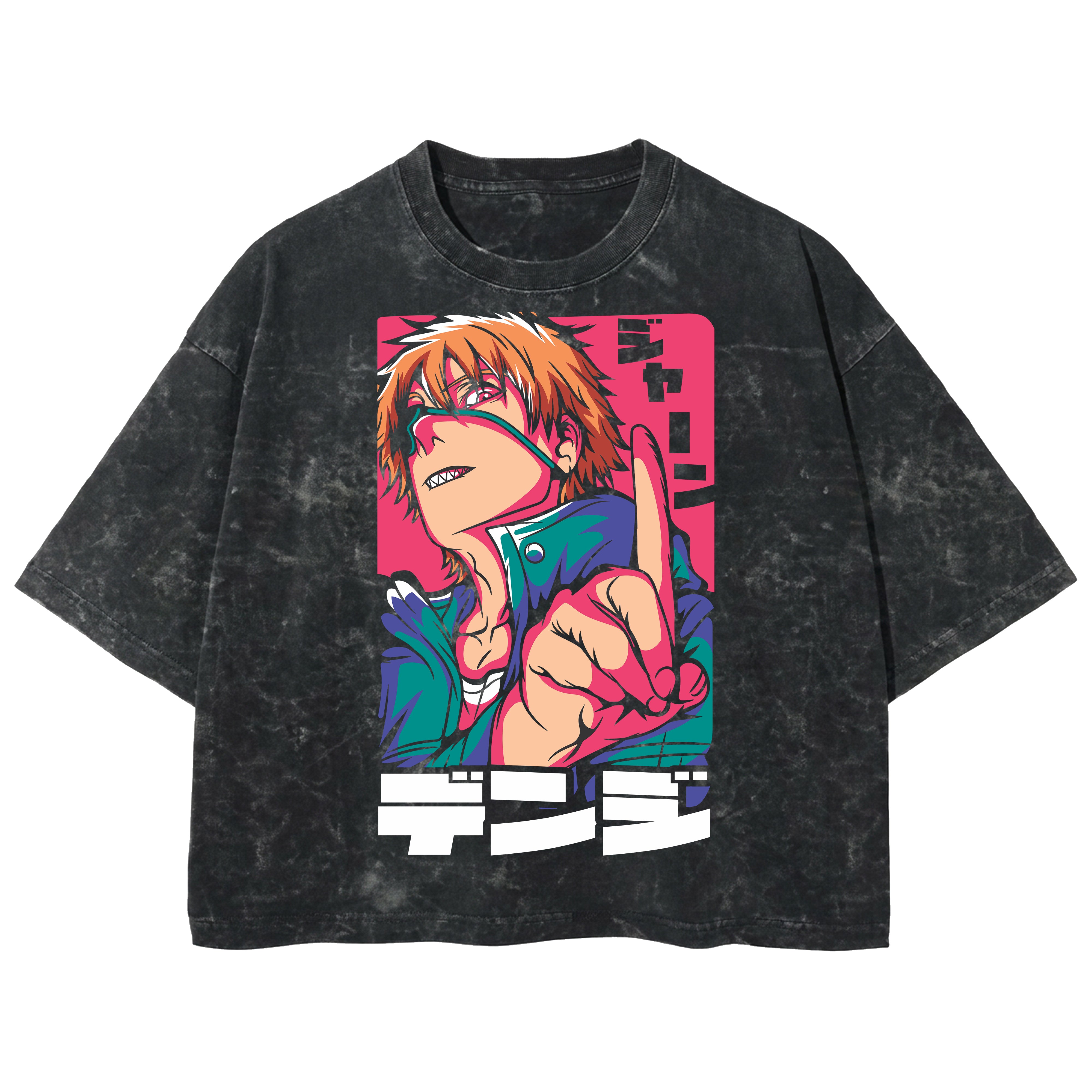 Playera streetwear premium de anime y gaming ExtraLife MX, corte boxy deluxe mineral wash heavyweight en color Acid Wash, moda urbana mexicana de culto.