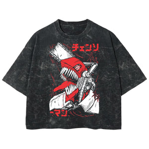 Playera streetwear premium de anime y gaming ExtraLife MX, corte boxy deluxe mineral wash heavyweight en color Acid Wash, moda urbana mexicana de culto.