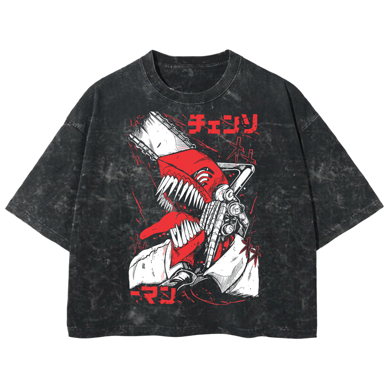 Playera streetwear premium de anime y gaming ExtraLife MX, corte boxy deluxe mineral wash heavyweight en color Acid Wash, moda urbana mexicana de culto.