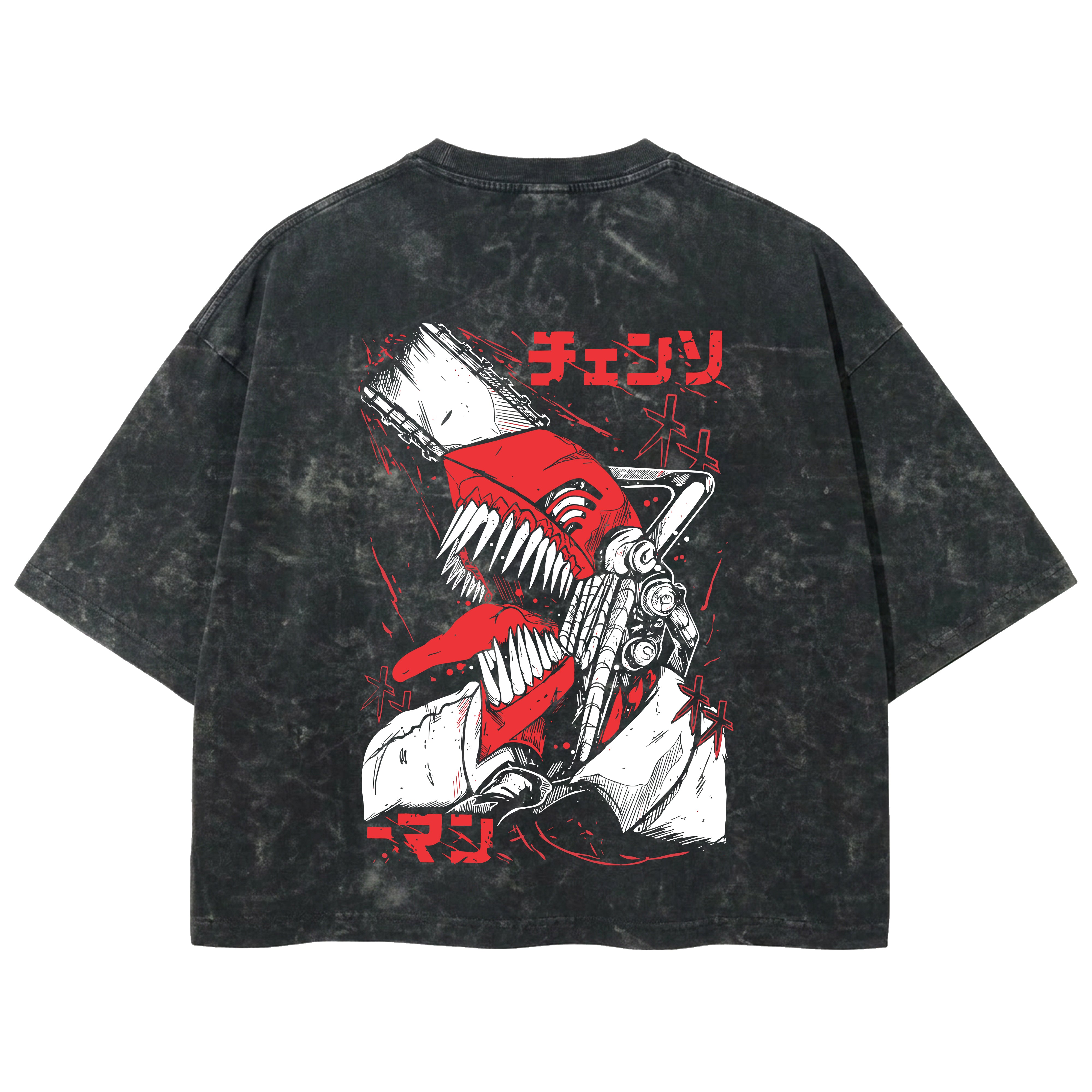 Playera streetwear premium de anime y gaming ExtraLife MX, corte boxy deluxe mineral wash heavyweight en color Acid Wash, moda urbana mexicana de culto.
