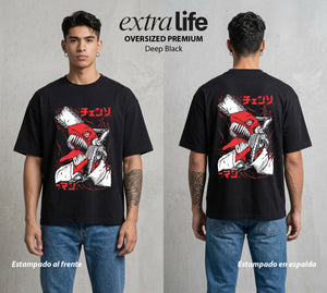 El Contrato Infernal | El Chico con Corazon de Perro #00413 - Playera Oversized Premium | Deep Black - Foto en modelo