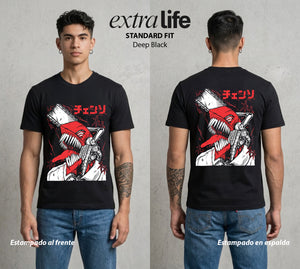 El Contrato Infernal | El Chico con Corazon de Perro #00413 - Playera Standard Fit | Deep Black - Foto en modelo