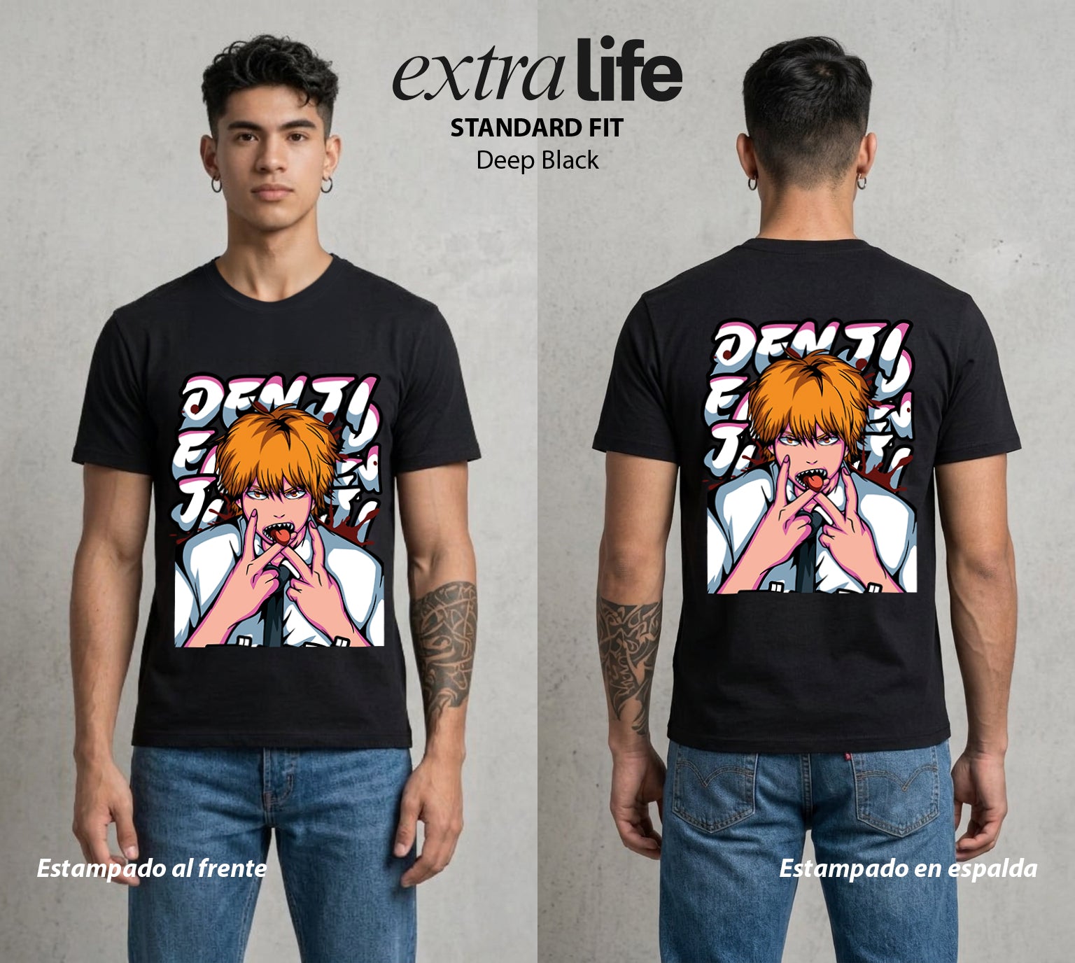 El Contrato Infernal | El Contrato con el Diablo #00414 - Playera Standard Fit | Deep Black - Foto en modelo