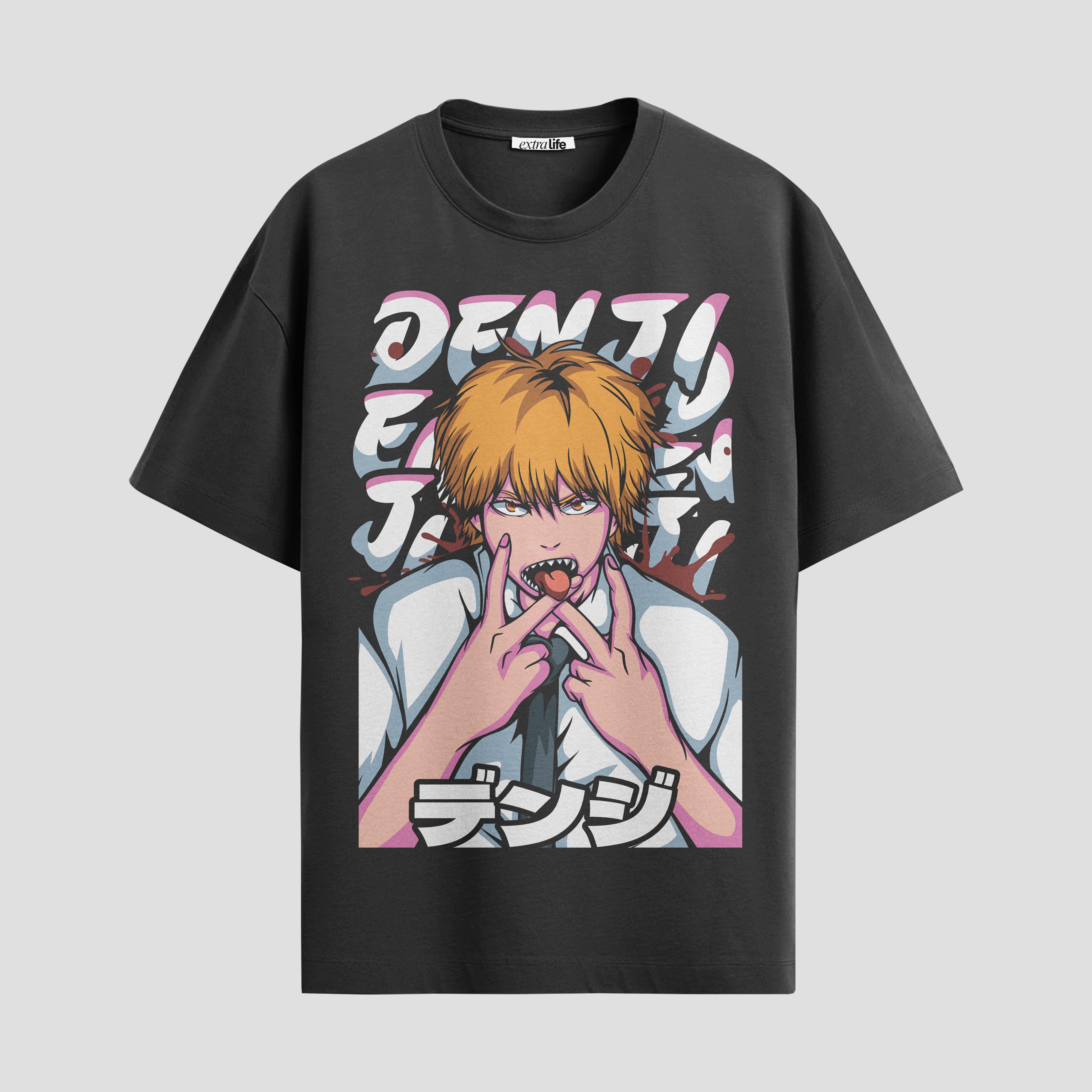 Playera urbana de anime y gaming ExtraLife MX, corte Standard Fit unisex ligero y transpirable en color Deep Black y Pure White, ropa de uso diario para gym y casual.
