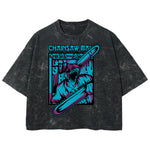 Playera streetwear premium de anime y gaming ExtraLife MX, corte boxy deluxe mineral wash heavyweight en color Acid Wash, moda urbana mexicana de culto.