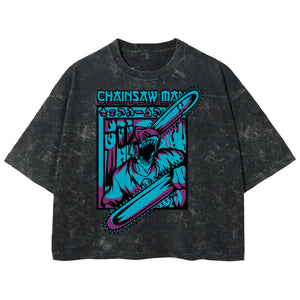 Playera streetwear premium de anime y gaming ExtraLife MX, corte boxy deluxe mineral wash heavyweight en color Acid Wash, moda urbana mexicana de culto.