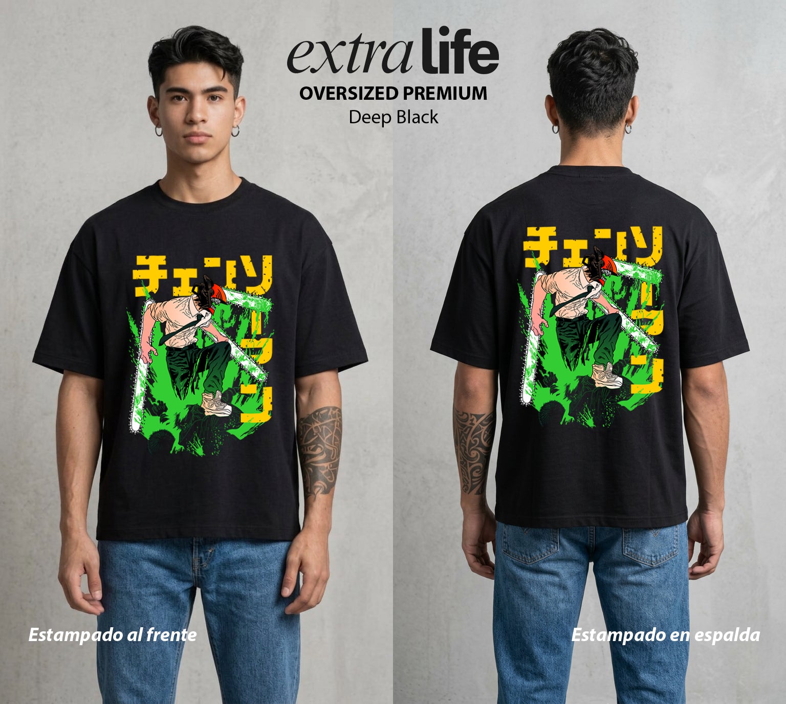 El Contrato Infernal | El Diablo Humano #00416 - Playera Oversized Premium | Deep Black - Foto en modelo