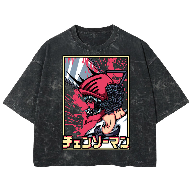 Playera streetwear premium de anime y gaming ExtraLife MX, corte boxy deluxe mineral wash heavyweight en color Acid Wash, moda urbana mexicana de culto.