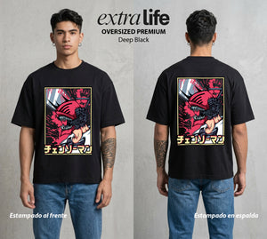 El Contrato Infernal | El Heroe de la Sierra #00417 - Playera Oversized Premium | Deep Black - Foto en modelo