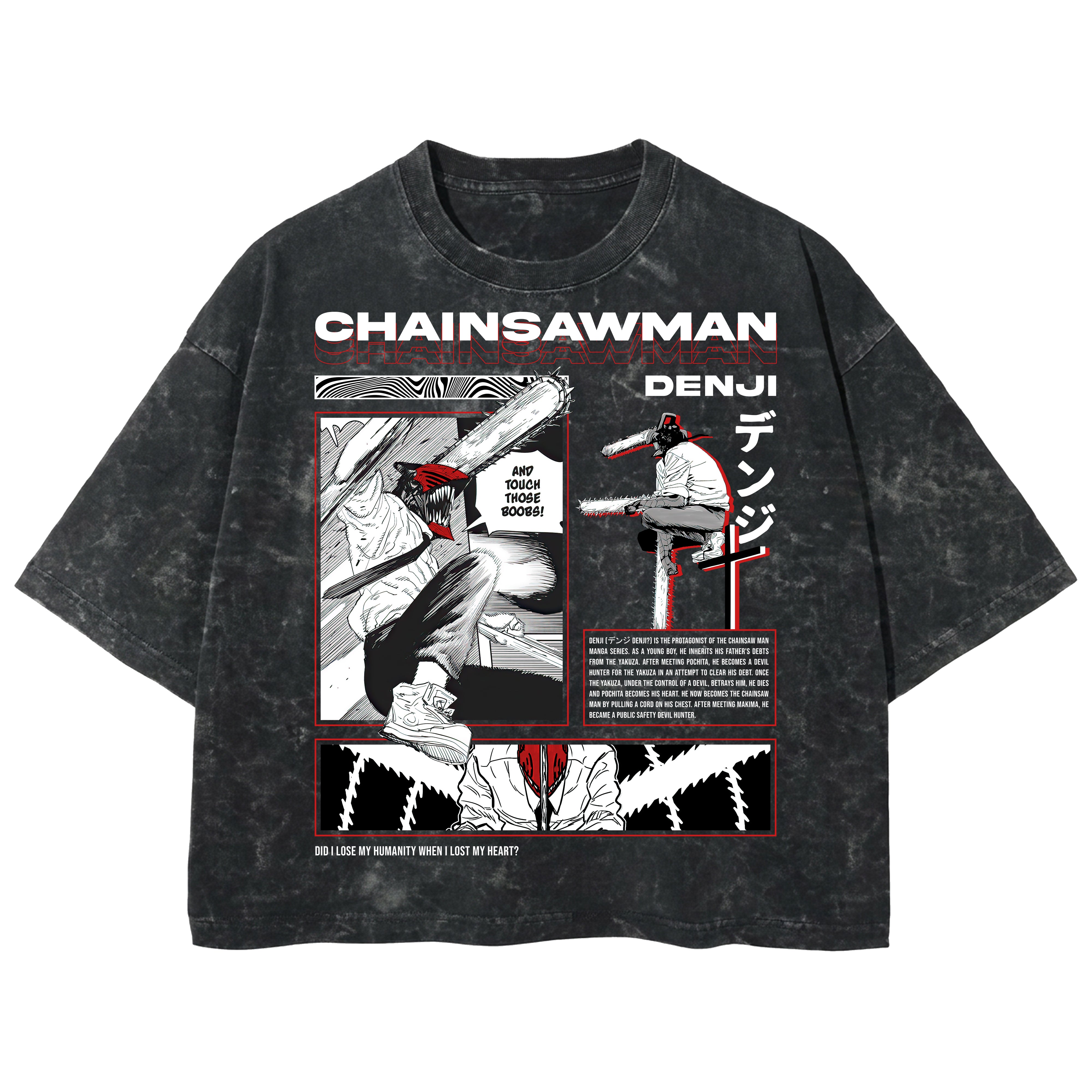 Playera streetwear premium de anime y gaming ExtraLife MX, corte boxy deluxe mineral wash heavyweight en color Acid Wash, moda urbana mexicana de culto.