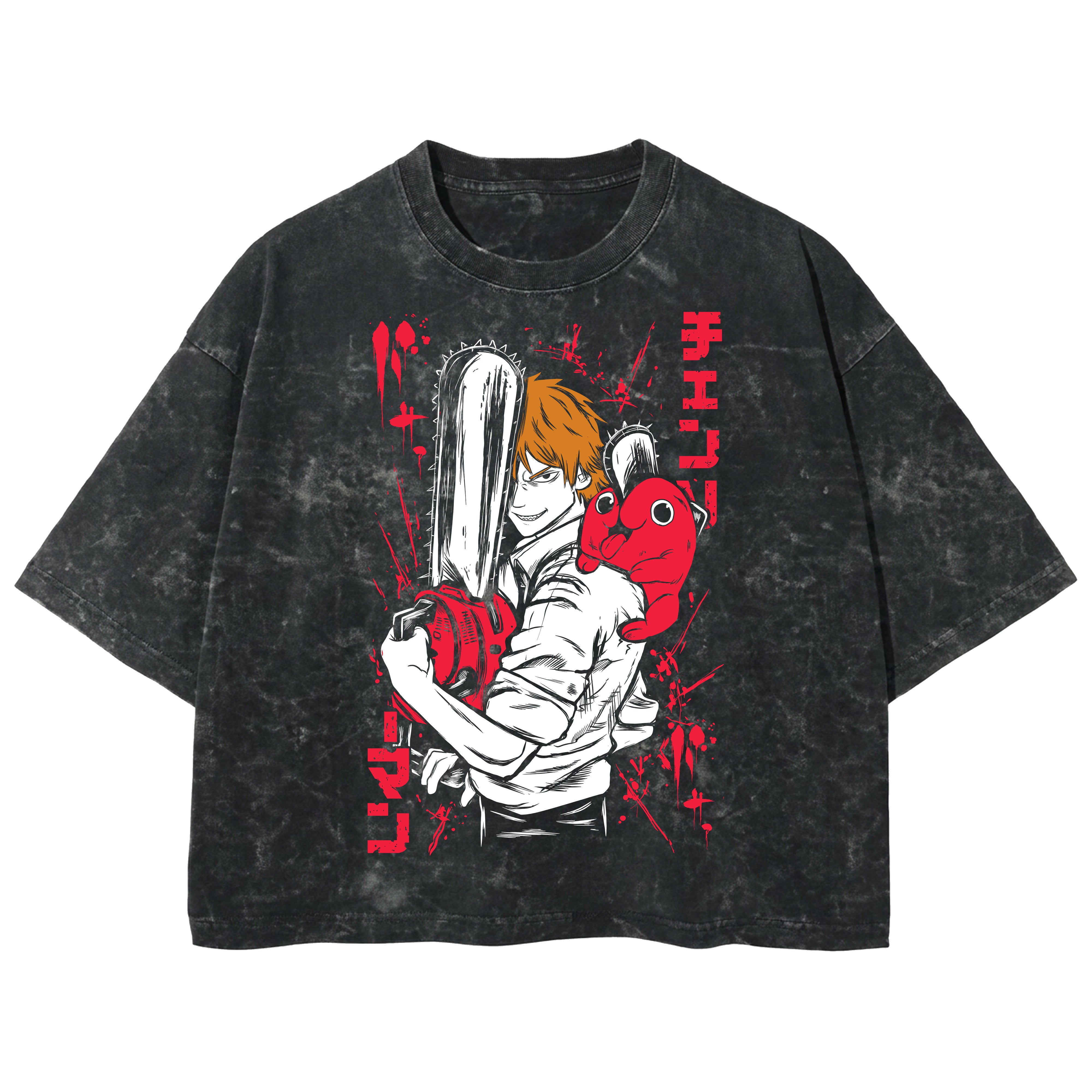 Playera streetwear premium de anime y gaming ExtraLife MX, corte boxy deluxe mineral wash heavyweight en color Acid Wash, moda urbana mexicana de culto.