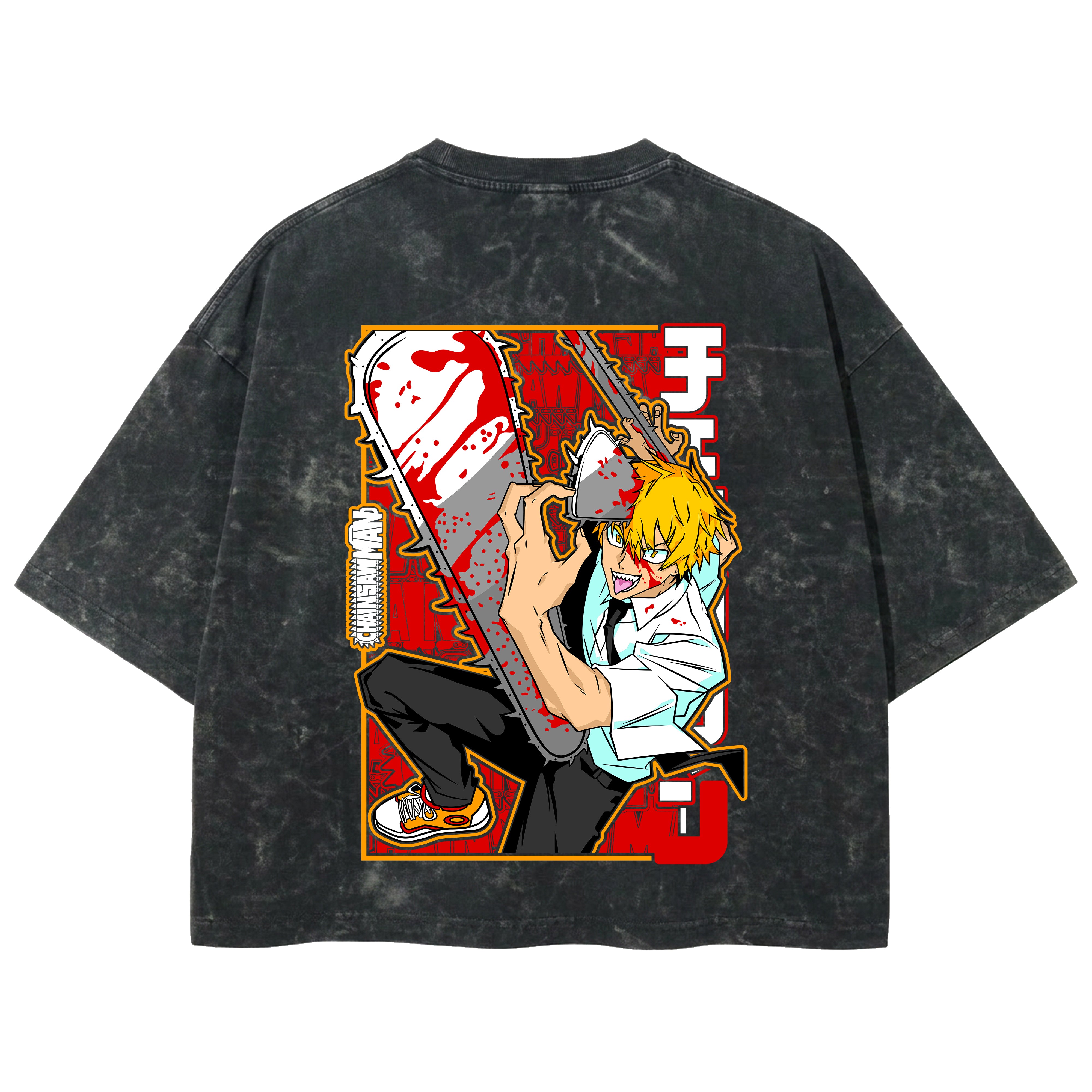Playera streetwear premium de anime y gaming ExtraLife MX, corte boxy deluxe mineral wash heavyweight en color Acid Wash, moda urbana mexicana de culto.