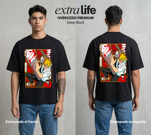El Contrato Infernal | El Contrato con el Diablo #00421 - Playera Oversized Premium | Deep Black - Foto en modelo
