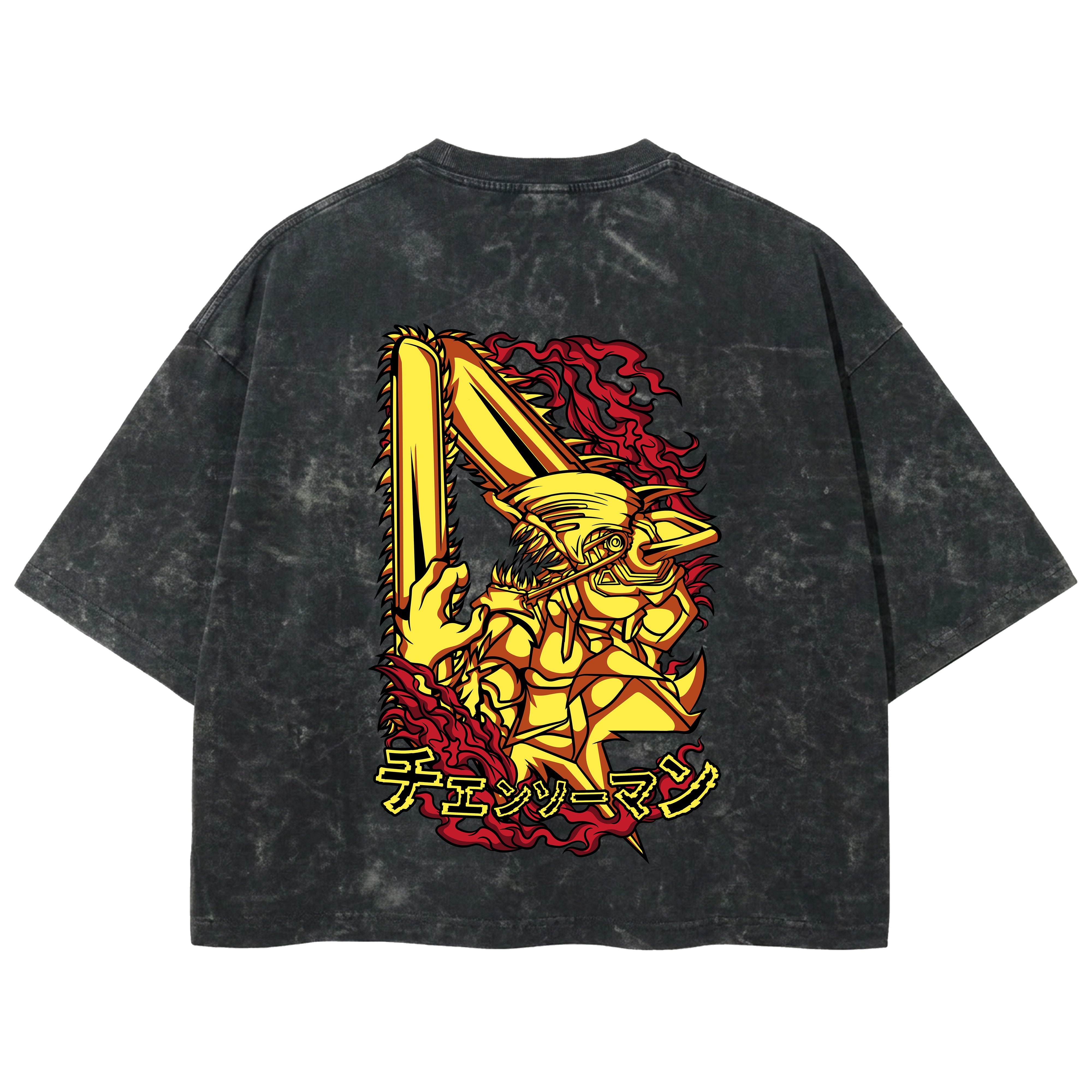 Playera streetwear premium de anime y gaming ExtraLife MX, corte boxy deluxe mineral wash heavyweight en color Acid Wash, moda urbana mexicana de culto.