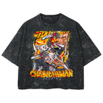 Playera streetwear premium de anime y gaming ExtraLife MX, corte boxy deluxe mineral wash heavyweight en color Acid Wash, moda urbana mexicana de culto.