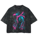 Playera streetwear premium de anime y gaming ExtraLife MX, corte boxy deluxe mineral wash heavyweight en color Acid Wash, moda urbana mexicana de culto.