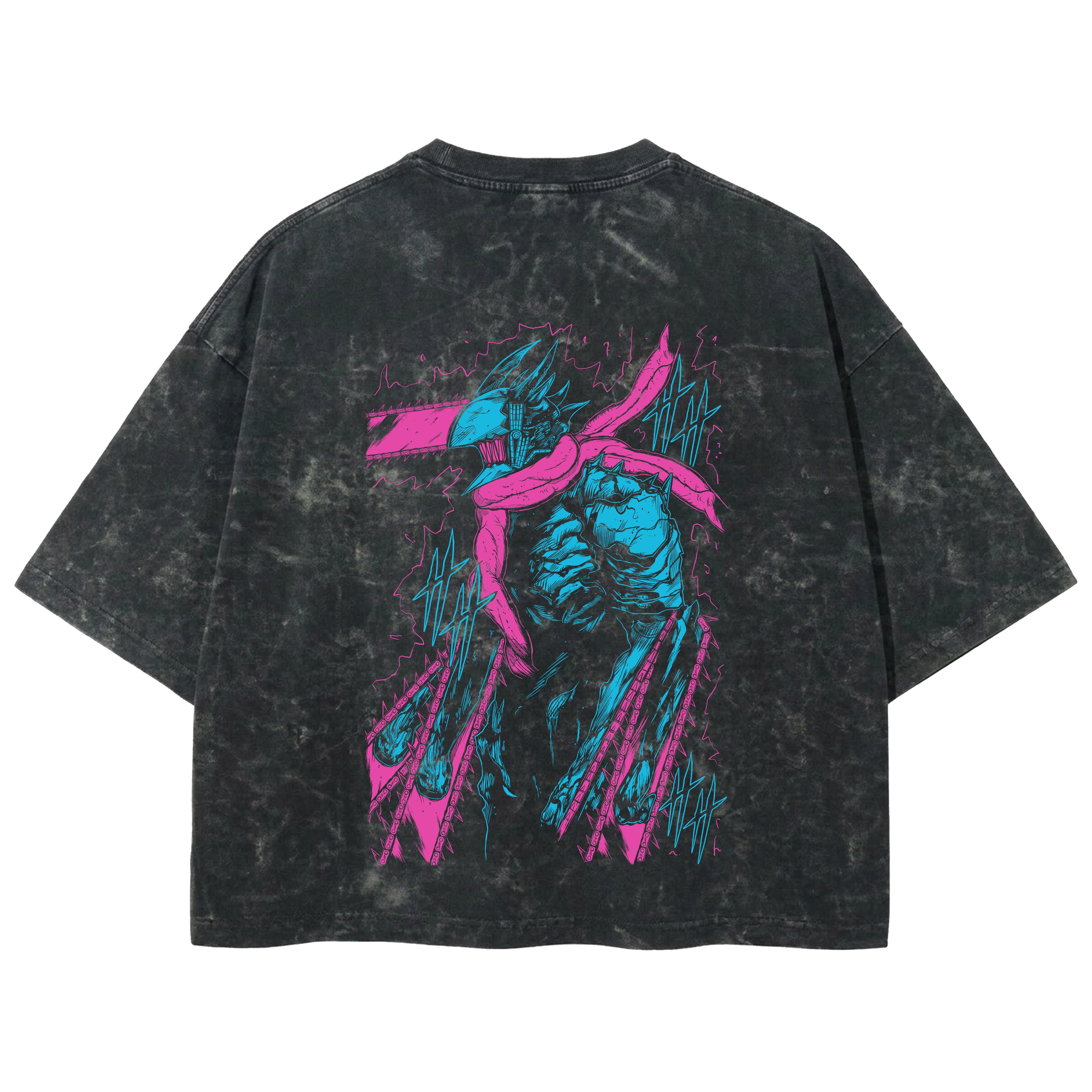 Playera streetwear premium de anime y gaming ExtraLife MX, corte boxy deluxe mineral wash heavyweight en color Acid Wash, moda urbana mexicana de culto.