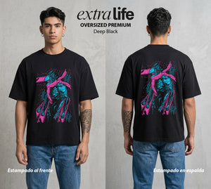 El Contrato Infernal | El Heroe de la Sierra #00424 - Playera Oversized Premium | Deep Black - Foto en modelo