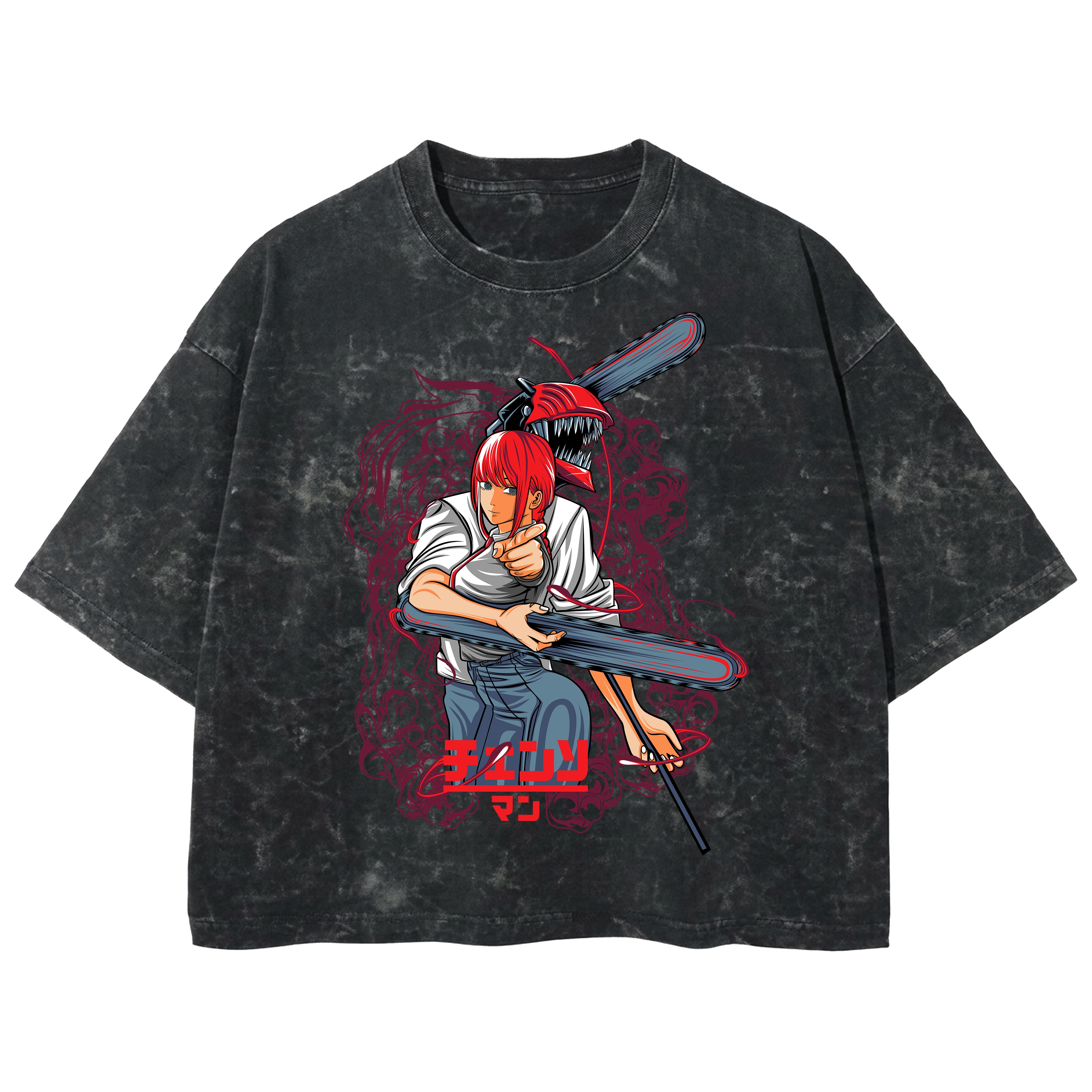 Playera streetwear premium de anime y gaming ExtraLife MX, corte boxy deluxe mineral wash heavyweight en color Acid Wash, moda urbana mexicana de culto.