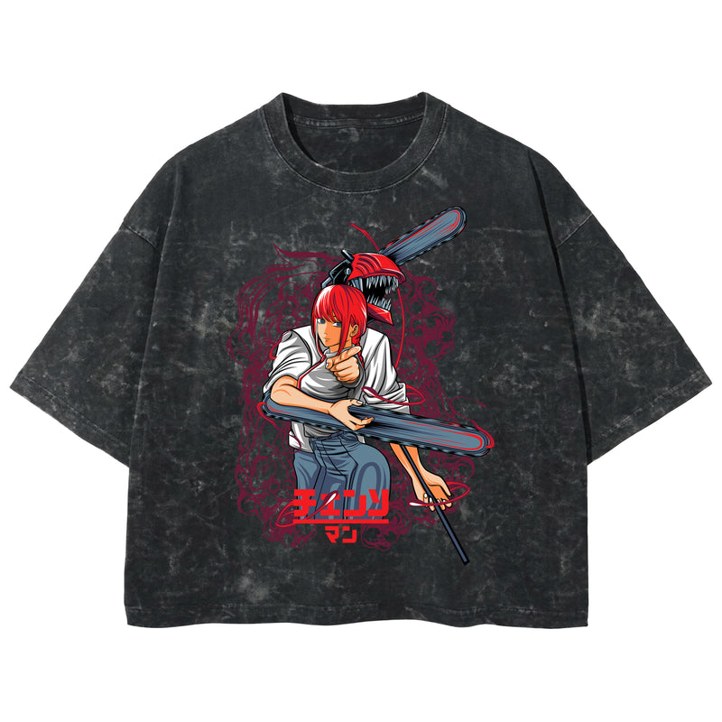 Playera streetwear premium de anime y gaming ExtraLife MX, corte boxy deluxe mineral wash heavyweight en color Acid Wash, moda urbana mexicana de culto.