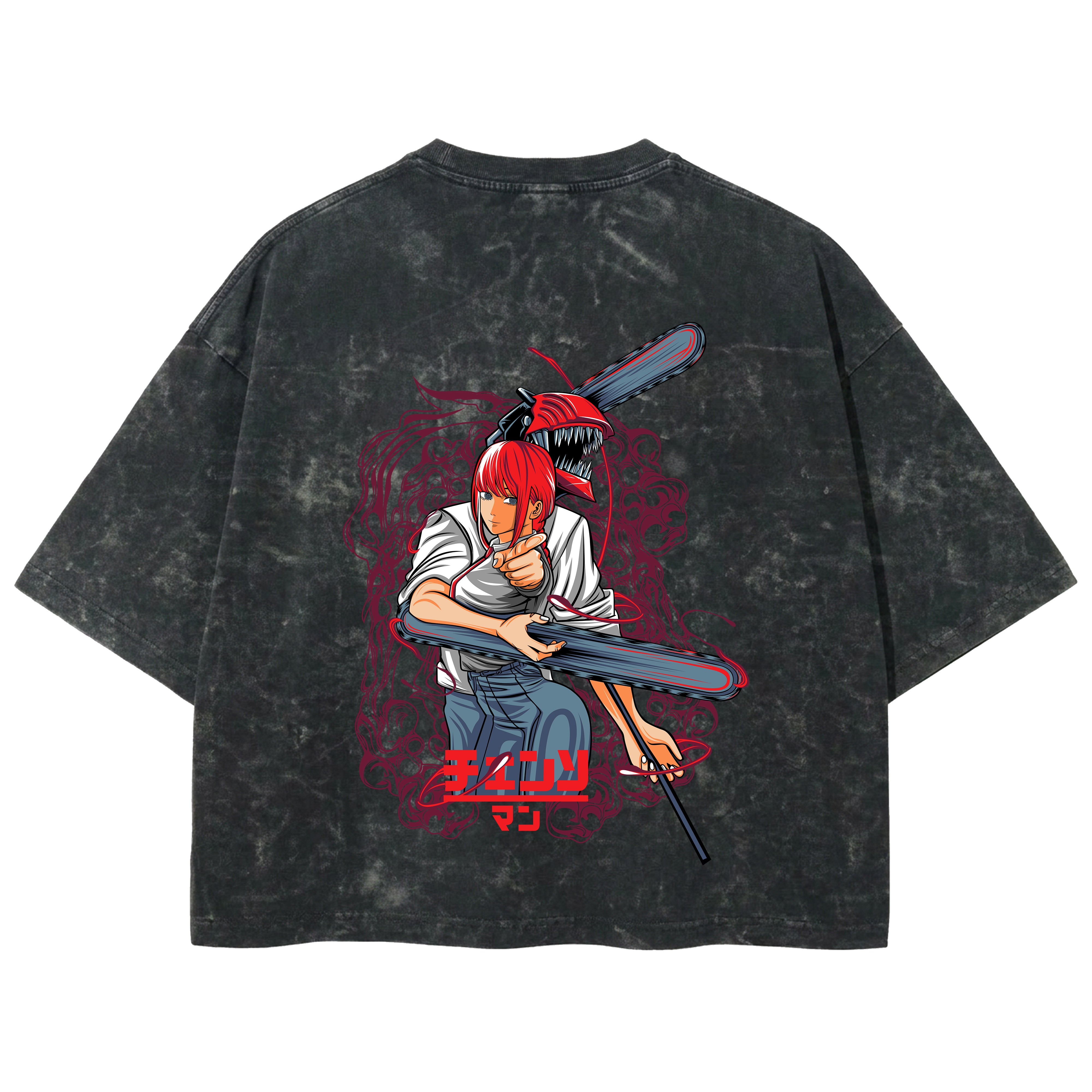 Playera streetwear premium de anime y gaming ExtraLife MX, corte boxy deluxe mineral wash heavyweight en color Acid Wash, moda urbana mexicana de culto.