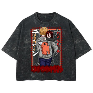 Playera streetwear premium de anime y gaming ExtraLife MX, corte boxy deluxe mineral wash heavyweight en color Acid Wash, moda urbana mexicana de culto.