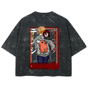 Playera streetwear premium de anime y gaming ExtraLife MX, corte boxy deluxe mineral wash heavyweight en color Acid Wash, moda urbana mexicana de culto.