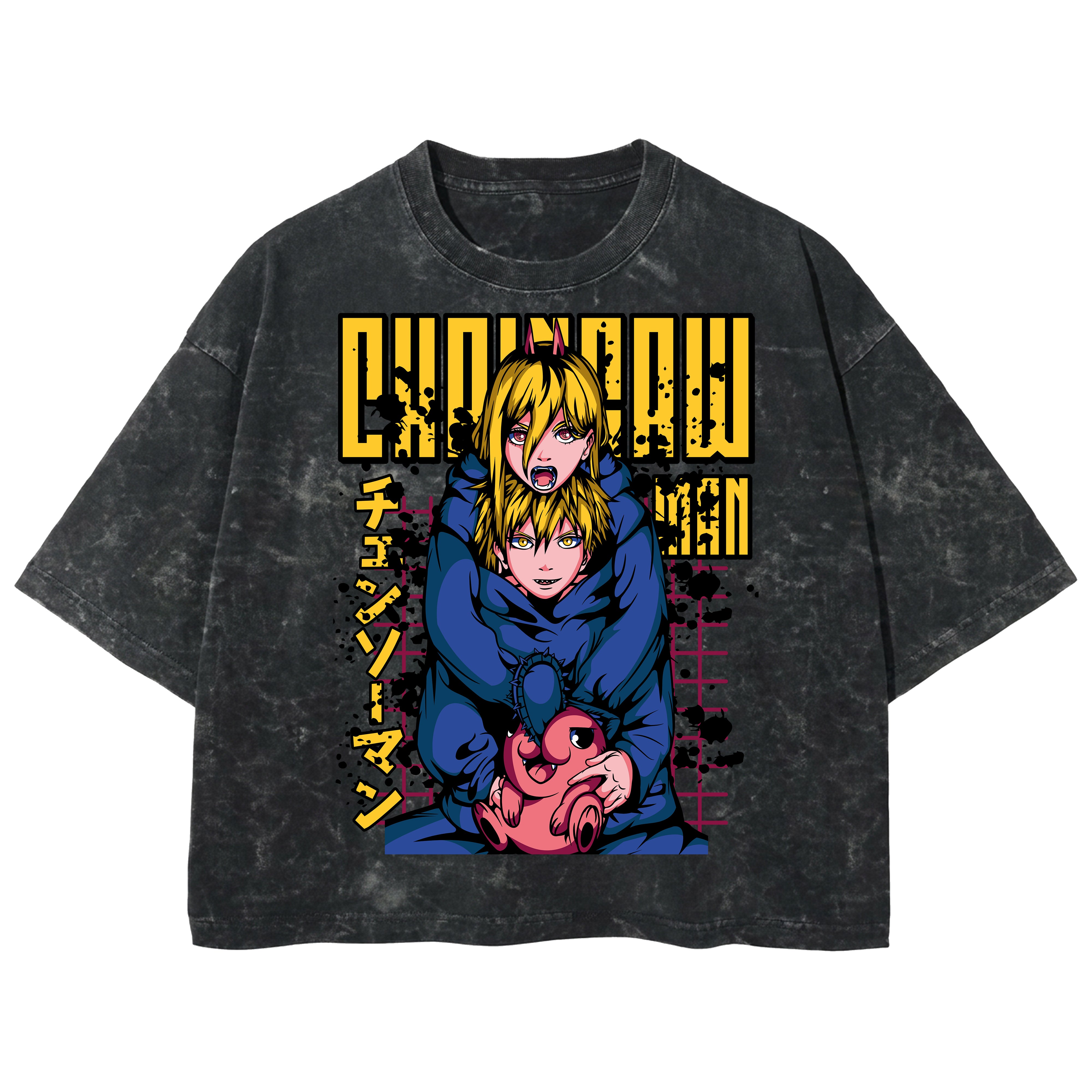 Playera streetwear premium de anime y gaming ExtraLife MX, corte boxy deluxe mineral wash heavyweight en color Acid Wash, moda urbana mexicana de culto.