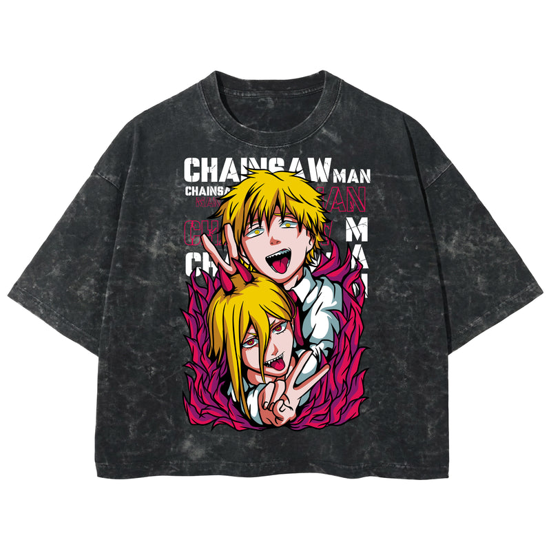Playera streetwear premium de anime y gaming ExtraLife MX, corte boxy deluxe mineral wash heavyweight en color Acid Wash, moda urbana mexicana de culto.