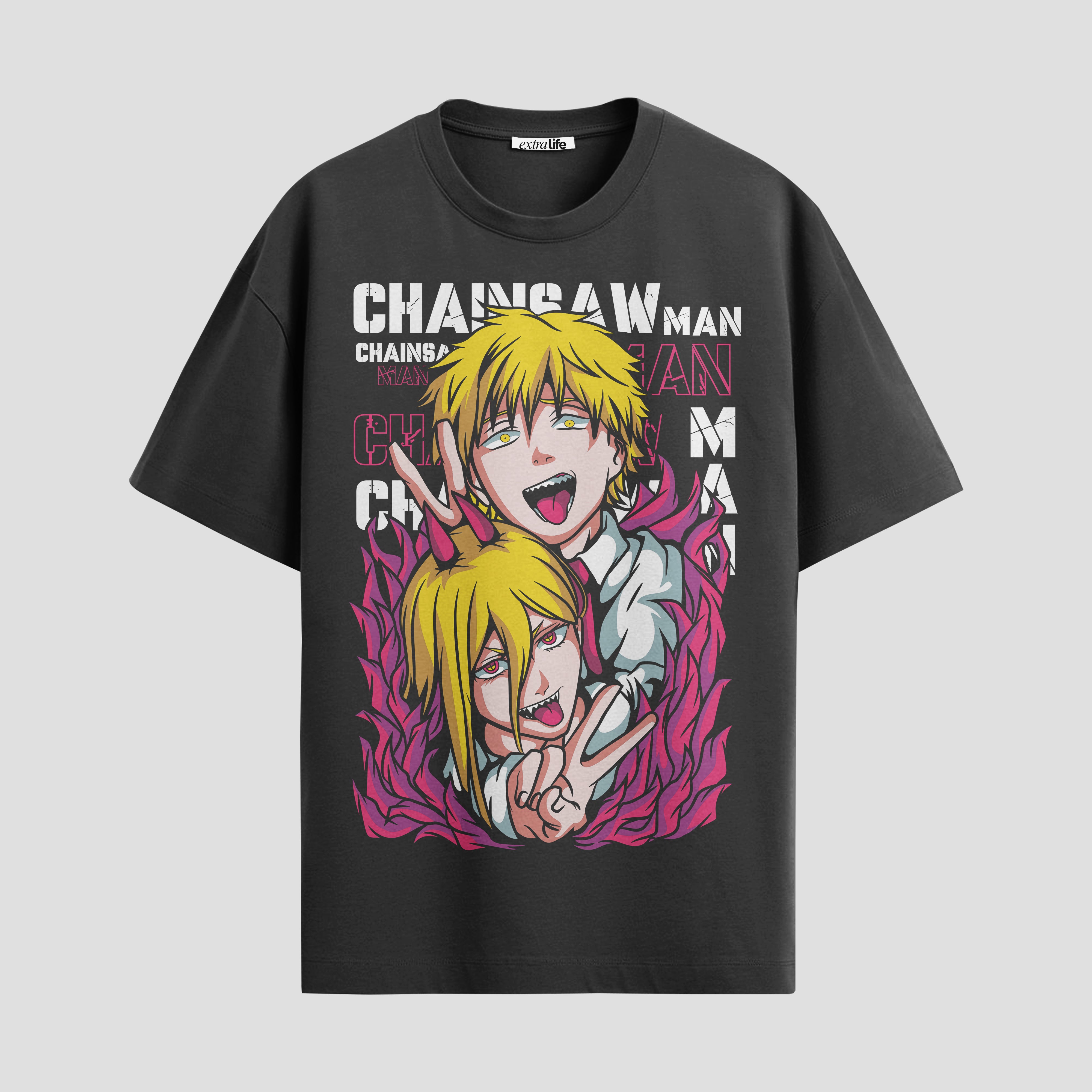 Playera urbana de anime y gaming ExtraLife MX, corte Standard Fit unisex ligero y transpirable en color Deep Black y Pure White, ropa de uso diario para gym y casual.