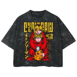 Playera streetwear premium de anime y gaming ExtraLife MX, corte boxy deluxe mineral wash heavyweight en color Acid Wash, moda urbana mexicana de culto.