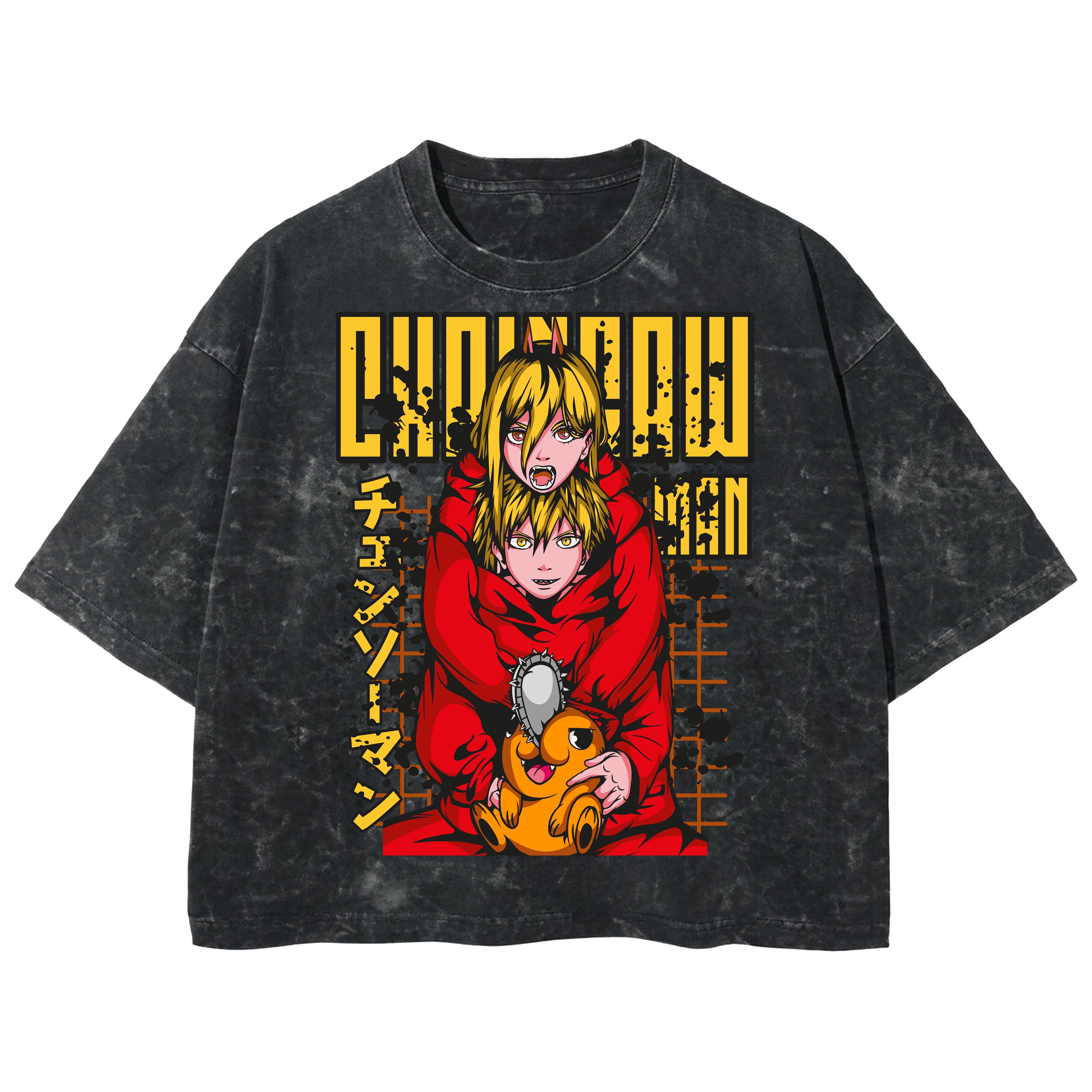 Playera streetwear premium de anime y gaming ExtraLife MX, corte boxy deluxe mineral wash heavyweight en color Acid Wash, moda urbana mexicana de culto.