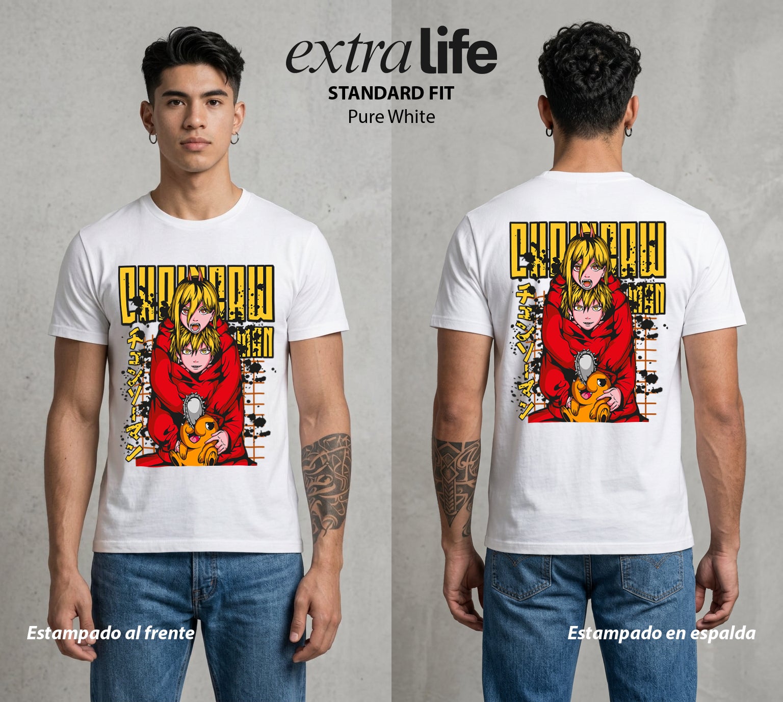 El Contrato Infernal | La Demoniaca Favorita #00430 - Playera Standard Fit | Pure White - Foto en modelo