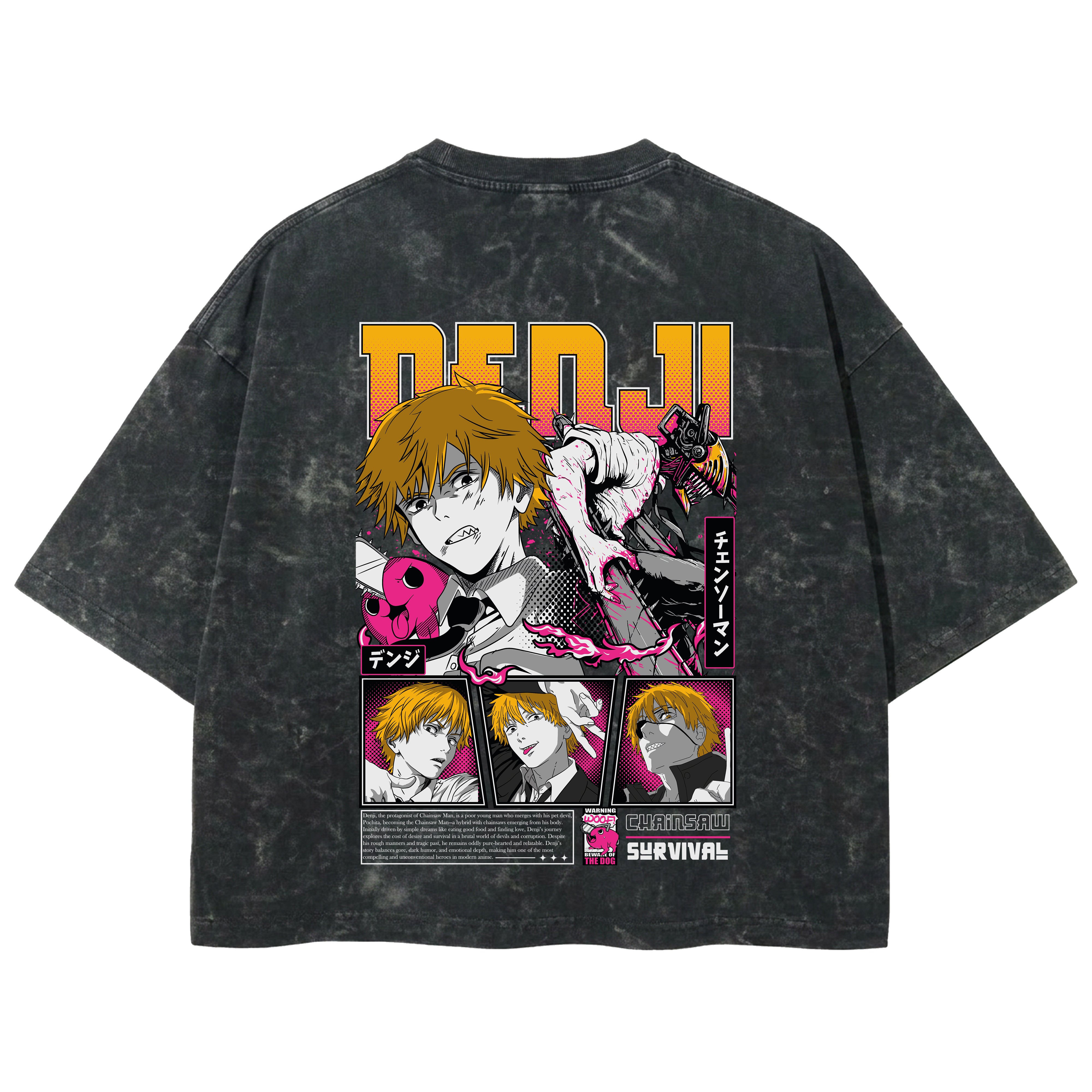 Playera streetwear premium de anime y gaming ExtraLife MX, corte boxy deluxe mineral wash heavyweight en color Acid Wash, moda urbana mexicana de culto.