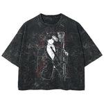 Playera streetwear premium de anime y gaming ExtraLife MX, corte boxy deluxe mineral wash heavyweight en color Acid Wash, moda urbana mexicana de culto.