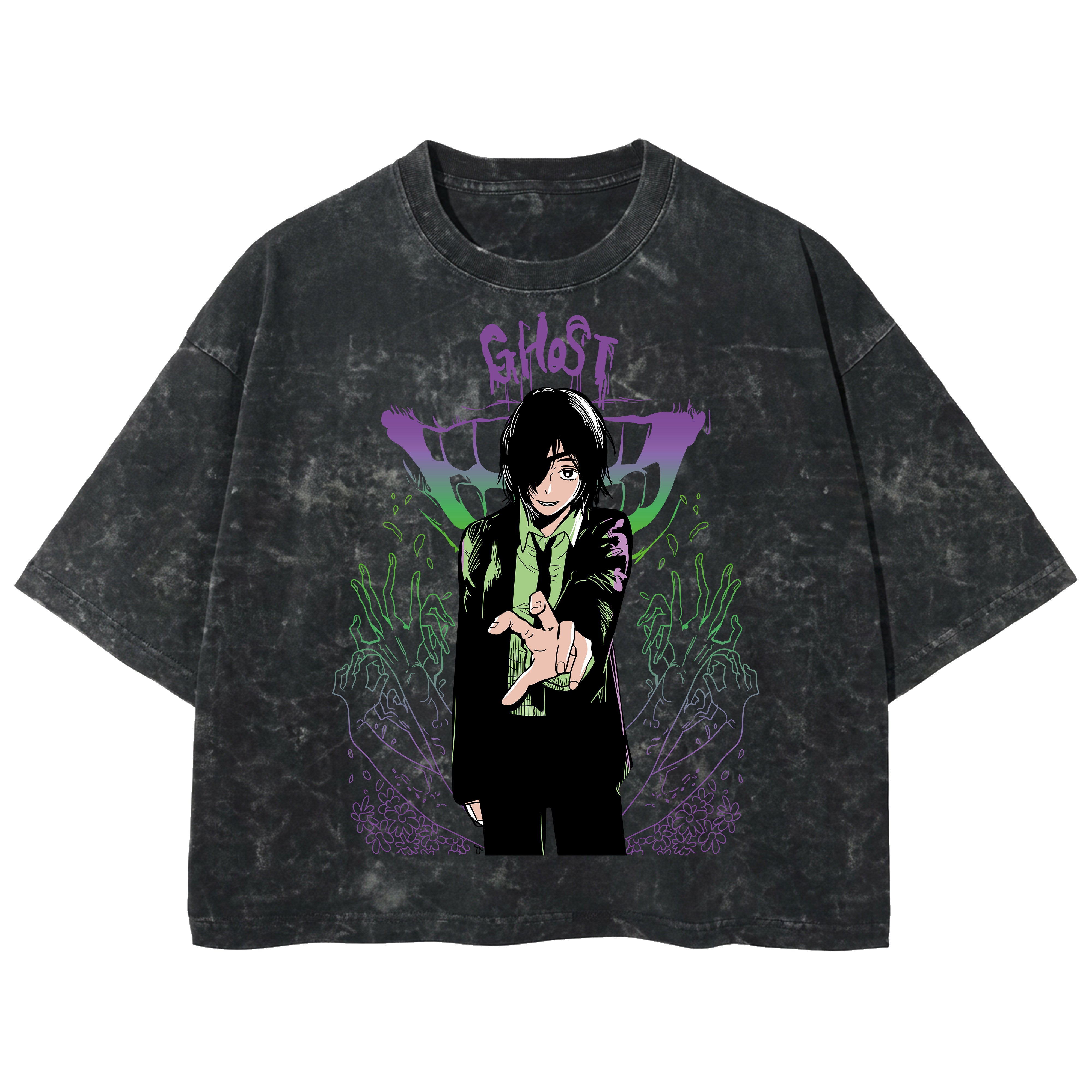 Playera streetwear premium de anime y gaming ExtraLife MX, corte boxy deluxe mineral wash heavyweight en color Acid Wash, moda urbana mexicana de culto.