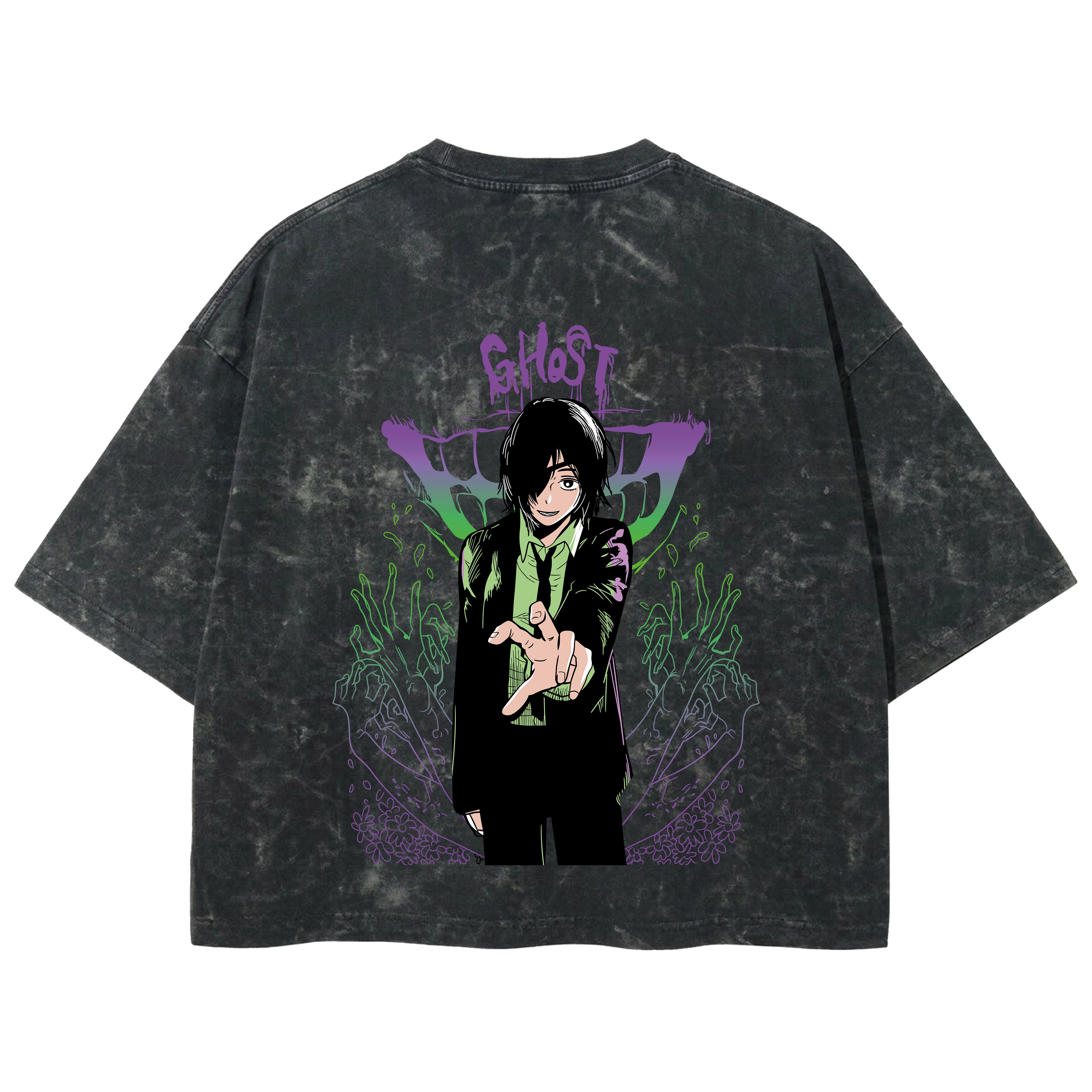 Playera streetwear premium de anime y gaming ExtraLife MX, corte boxy deluxe mineral wash heavyweight en color Acid Wash, moda urbana mexicana de culto.