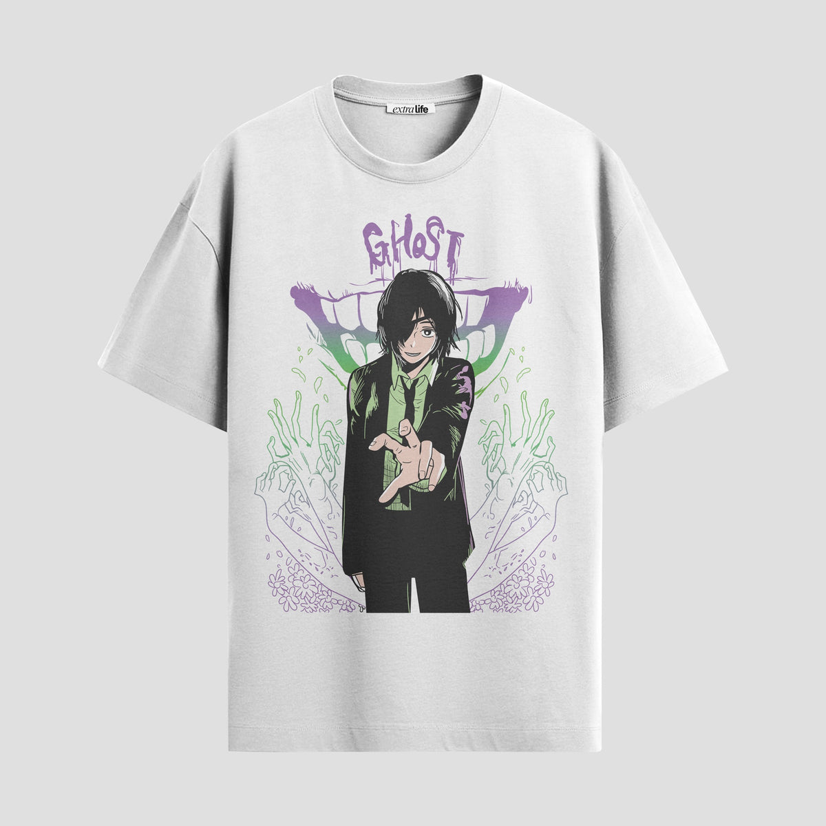 Playera urbana de anime y gaming ExtraLife MX, corte Classic Premium unisex ligero y transpirable en color Deep Black y Pure White, ropa de uso diario para gym y casual.