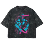 Playera streetwear premium de anime y gaming ExtraLife MX, corte boxy deluxe mineral wash heavyweight en color Acid Wash, moda urbana mexicana de culto.