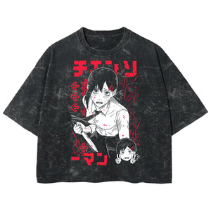 Playera streetwear premium de anime y gaming ExtraLife MX, corte boxy deluxe mineral wash heavyweight en color Acid Wash, moda urbana mexicana de culto.