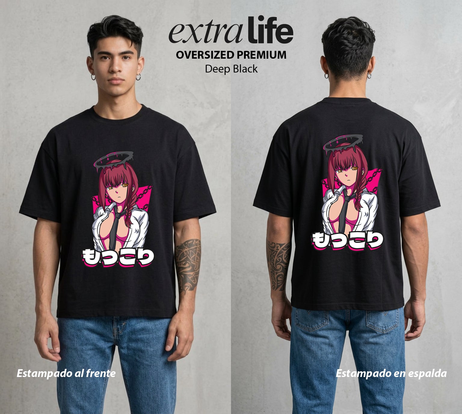 El Contrato Infernal | Las Cadenas del Amor #00440 - Playera Oversized Premium | Deep Black - Foto en modelo