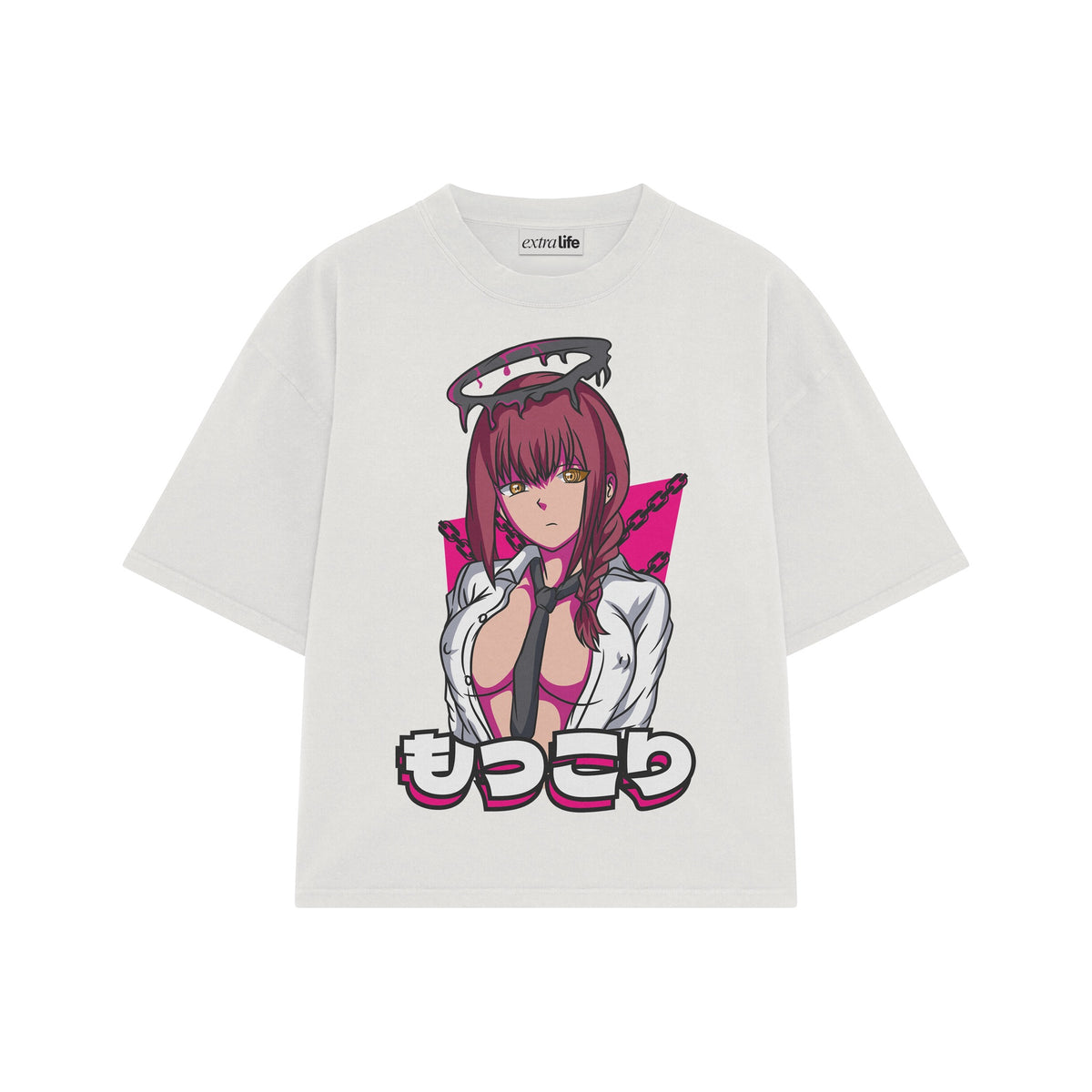 Playera streetwear premium de anime y gaming ExtraLife MX, corte oversized drop shoulder ligero y fresco en color Deep Black y Off-White, moda urbana mexicana de culto.