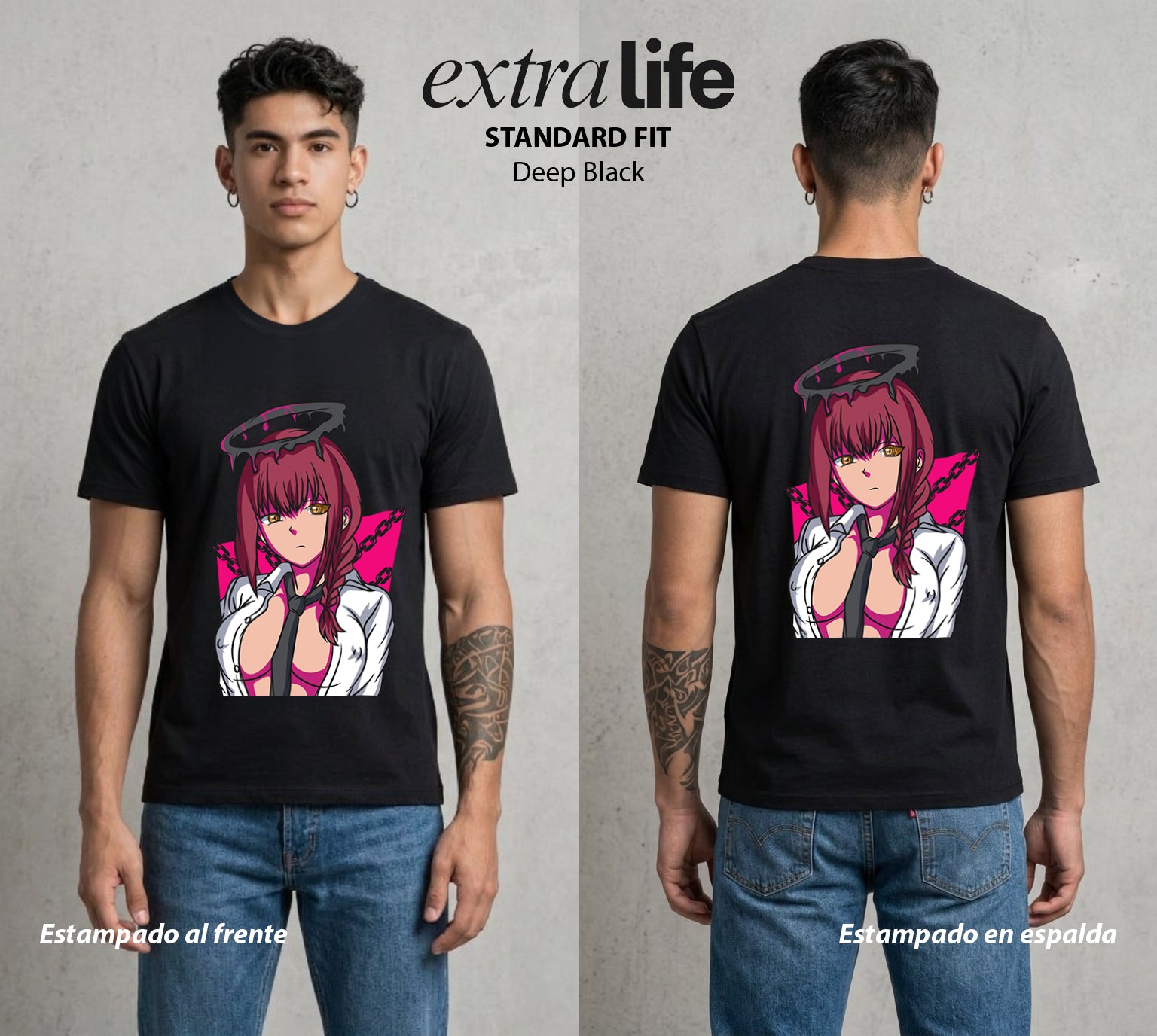 El Contrato Infernal | Las Cadenas del Amor #00440 - Playera Standard Fit | Deep Black - Foto en modelo