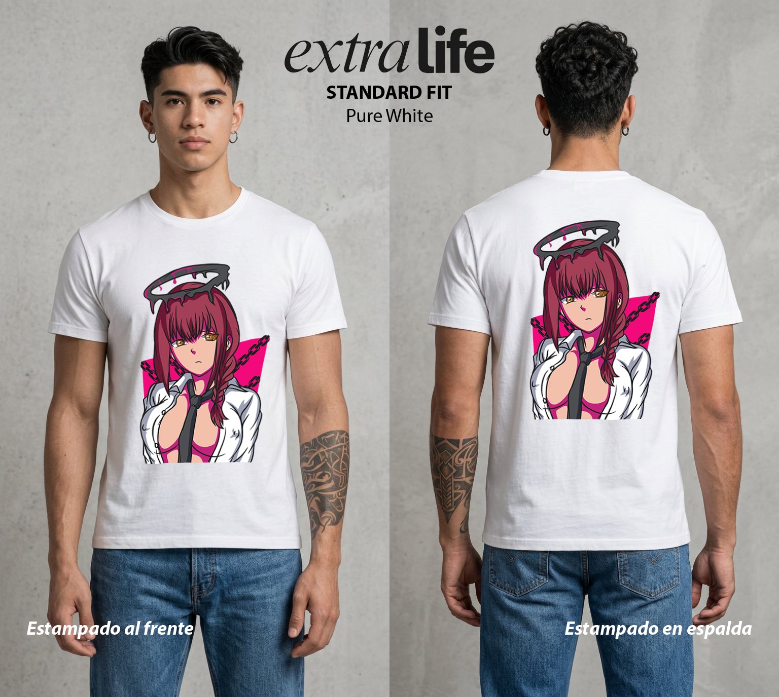 El Contrato Infernal | Las Cadenas del Amor #00440 - Playera Standard Fit | Pure White - Foto en modelo