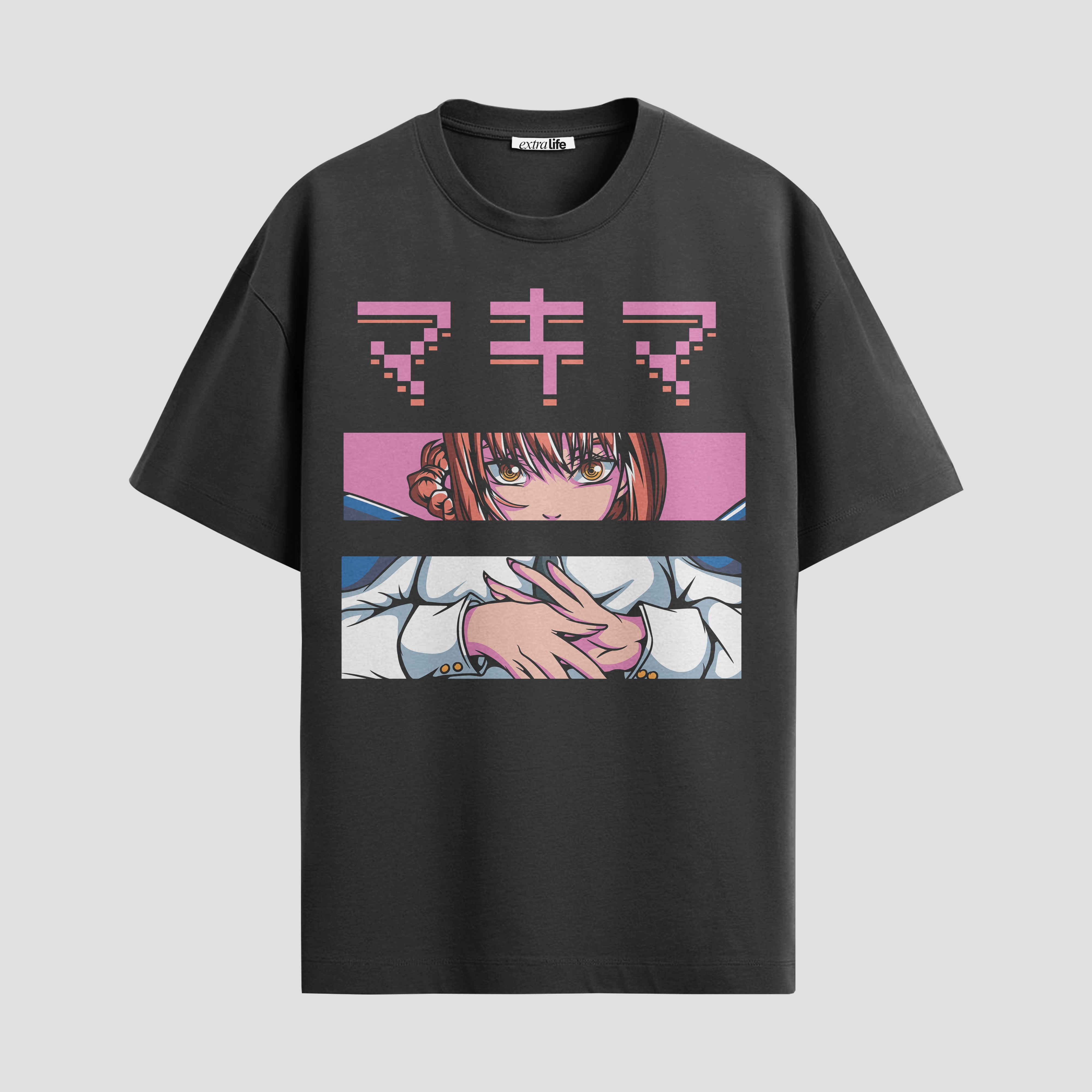 Playera urbana de anime y gaming ExtraLife MX, corte Standard Fit unisex ligero y transpirable en color Deep Black y Pure White, ropa de uso diario para gym y casual.