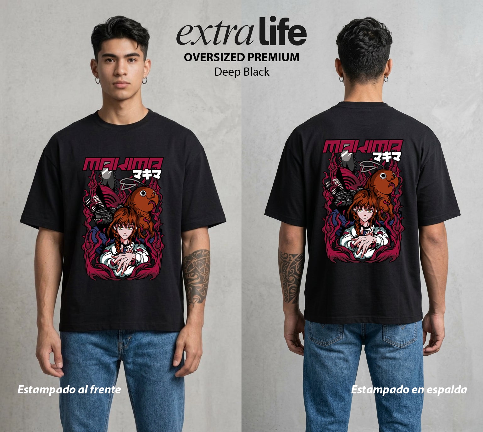 El Contrato Infernal | El Cachorro de Sierra #00446 - Playera Oversized Premium | Deep Black - Foto en modelo